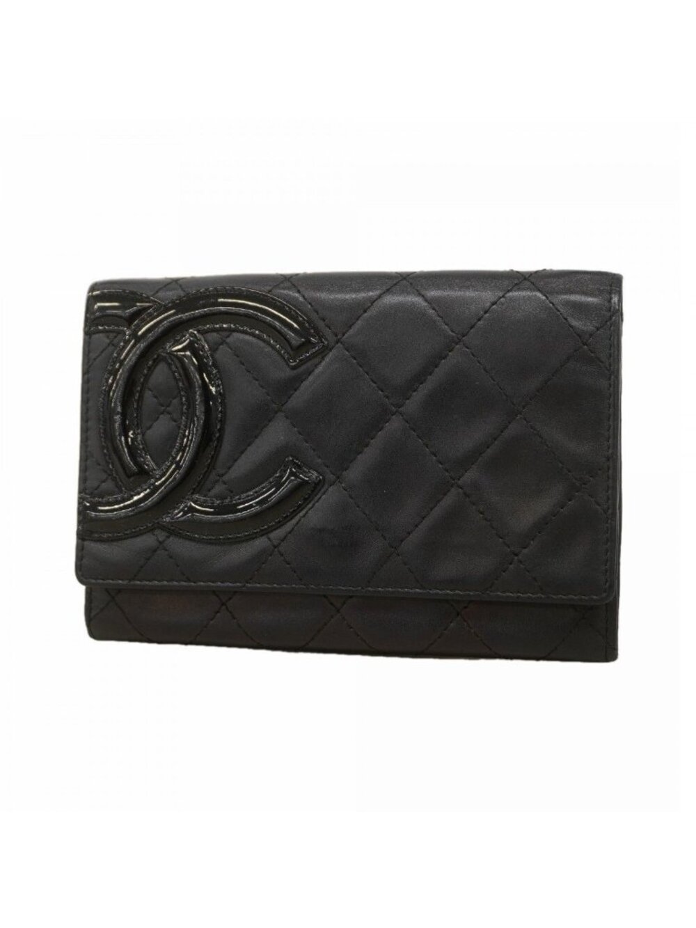 Chanel Wallet Cambon Lambskin Black Silver
